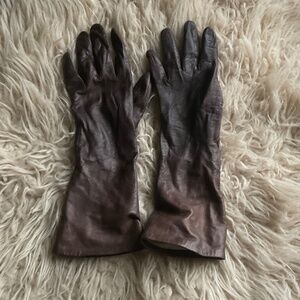 Vintage Genuine Leather Brown Women's Gloves